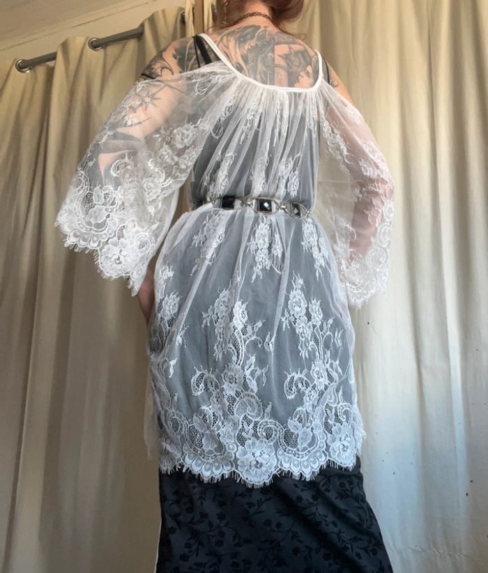Blouse longue dentelle Victorian Goth 🥀 vintage 90s - Taille M - photo numéro 4