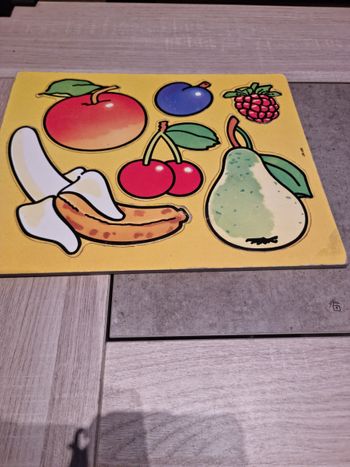 Puzzle cartonné vintage 6 pièces fruits