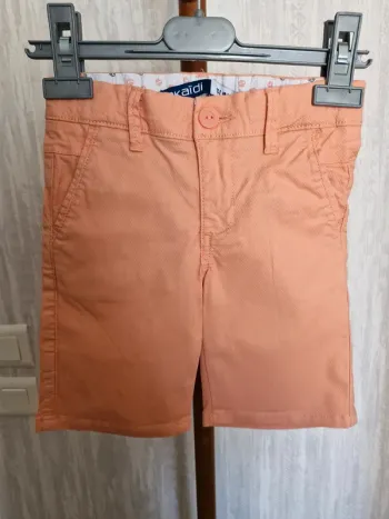 Short slim mixte 3 ans Okaïdi orange corail coton élasthanne