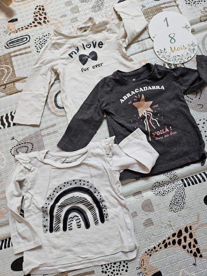 Lot 3 hauts manches longues 18 mois