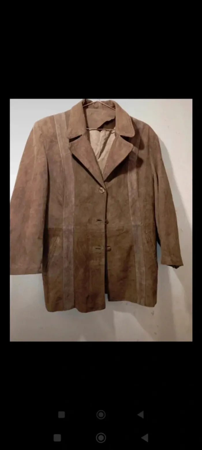 Veste femme cuir façon daim beige