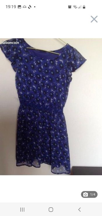 Robe imprimée bleue manches courtes 12 ans