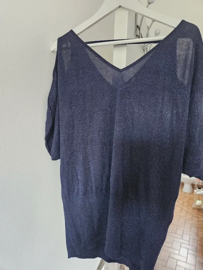 Pull pailleté bleu - photo numéro 3
