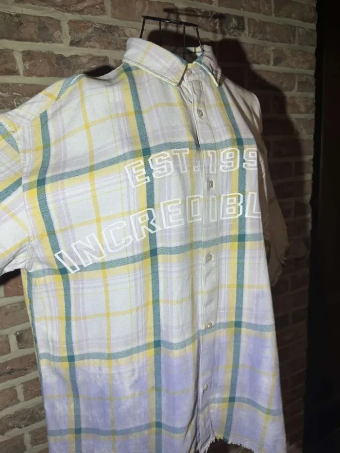 Chemise à carreaux manches courtes Berhka Taille M 100% Coton - photo numéro 3