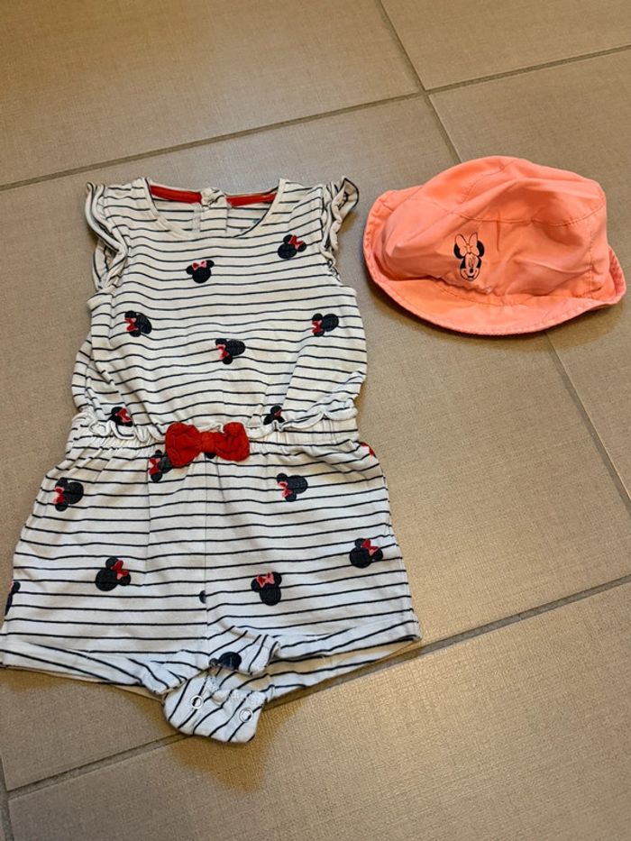 Combi-short fille 9 mois Minnie Orchestra et chapeau
