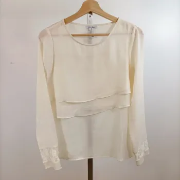 Blouse écru Manoukian manches longues fluide dentelle taille XS A1515