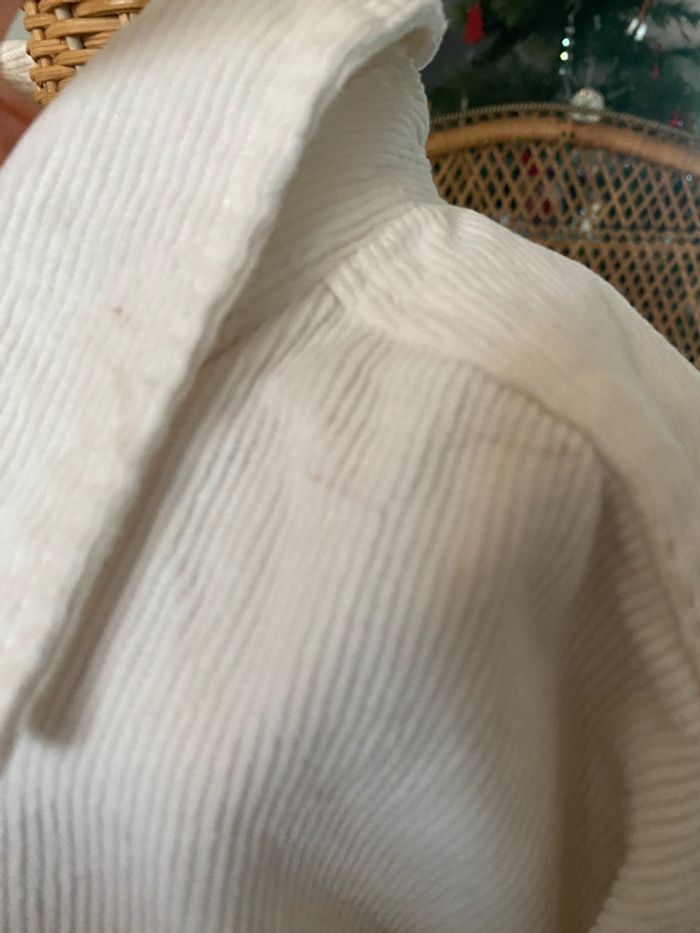 Veste Chemise Kiabi regular fit en velours côtelé blanc crème taille L - photo numéro 4