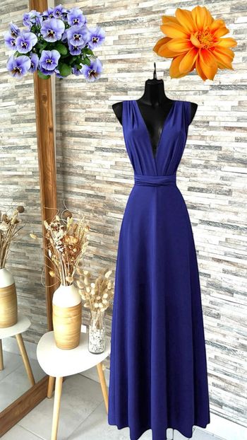 Magnifique robe longue multi positions bleu électrique dos nu