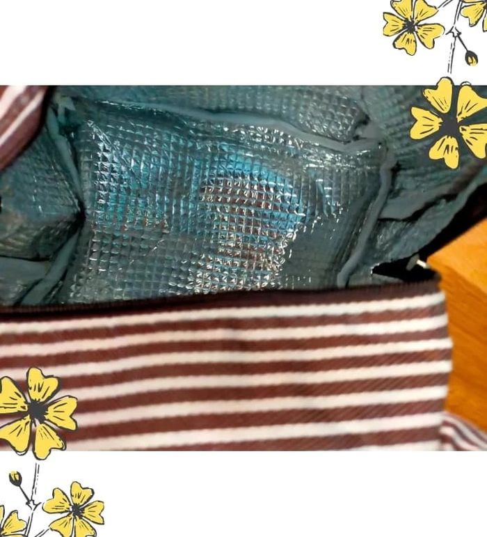 Sac isotherme rayé marron – Compact & pratique - lunchbox d’été - photo numéro 6