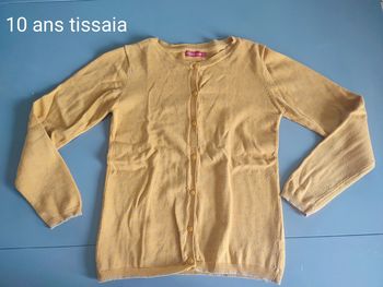 Gilet moutarde à pois argenté