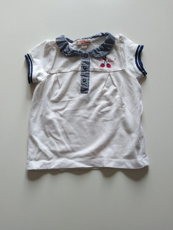 tee shirt polo blanc dpam fille 6 mois