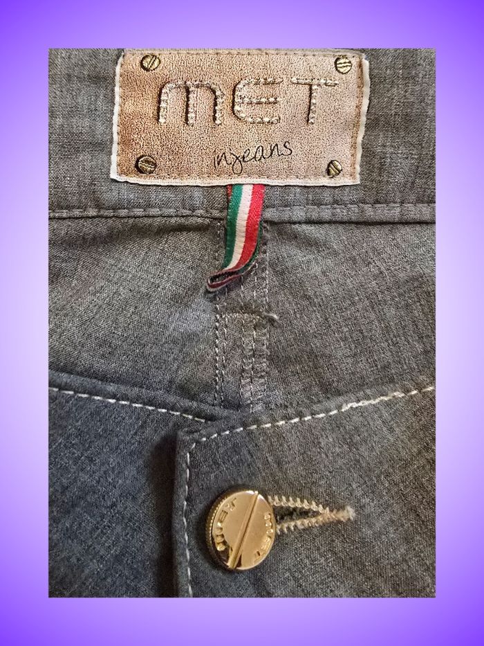 Jean Droit MET in Jeans – Gris Délavé – Taille 38 M – Made in Italy – Broderies Poches Arrière – Très Bon État - photo numéro 3