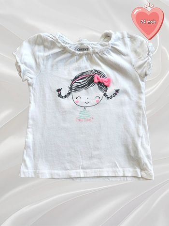 T-shirt blanc fille 24 mois
