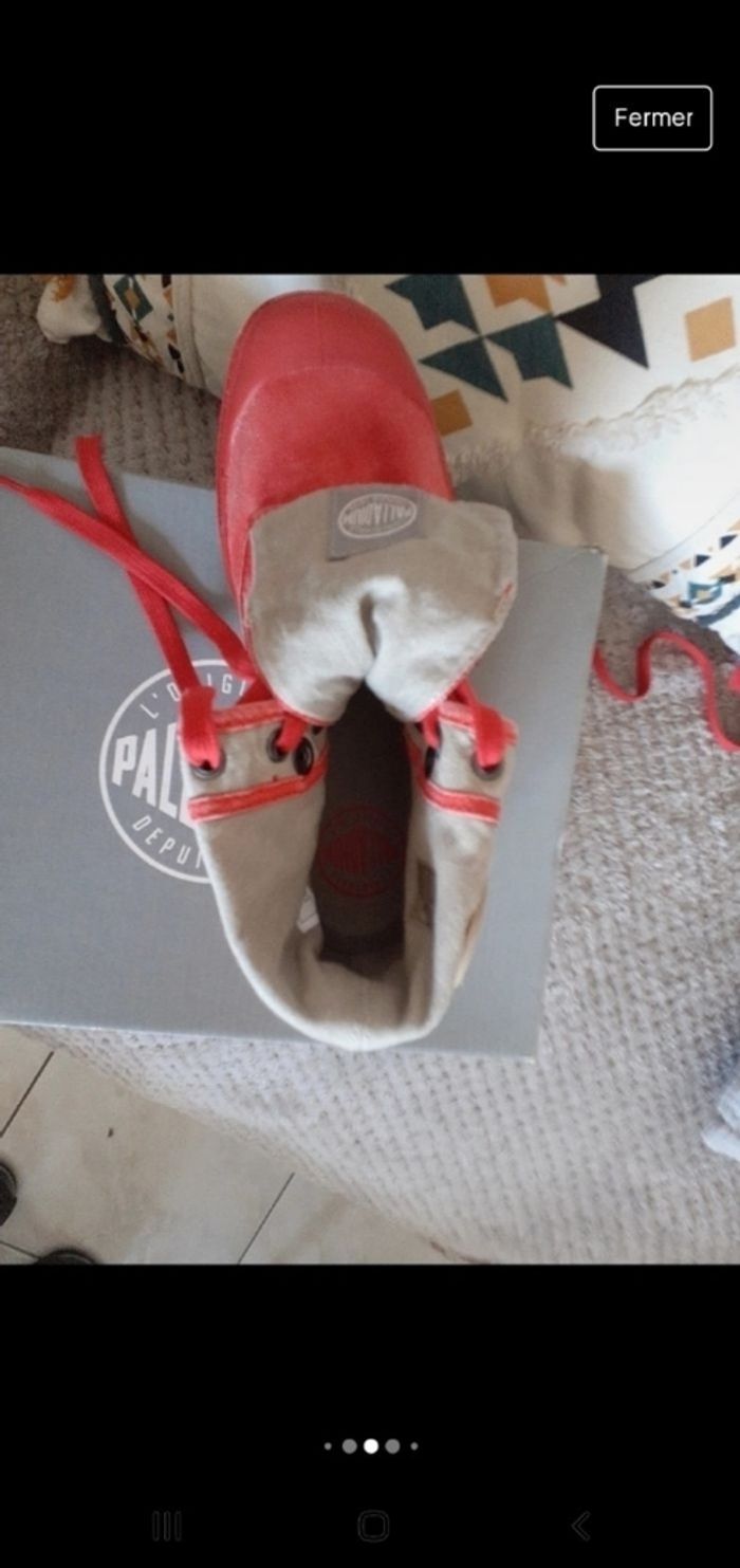 Jolies palladium baskets hautes p 37 rouge beige delaves - photo numéro 8