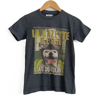 T shirt gris anthracite. Chien. In Extenso. Taille 10 ans