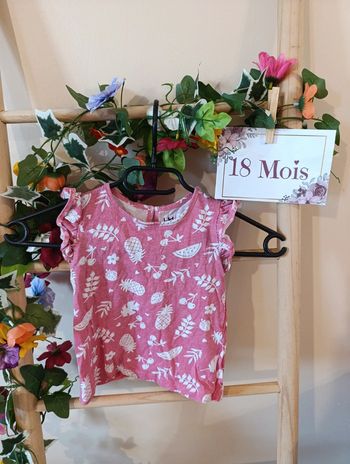 T-shirt manche courte rose 18mois