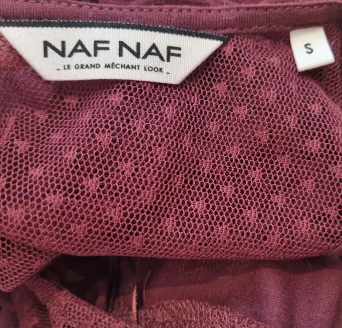 Naf Naf haut sans manche avec volant fermeture en goutte dans le dos aubergine T 36/S - photo numéro 6