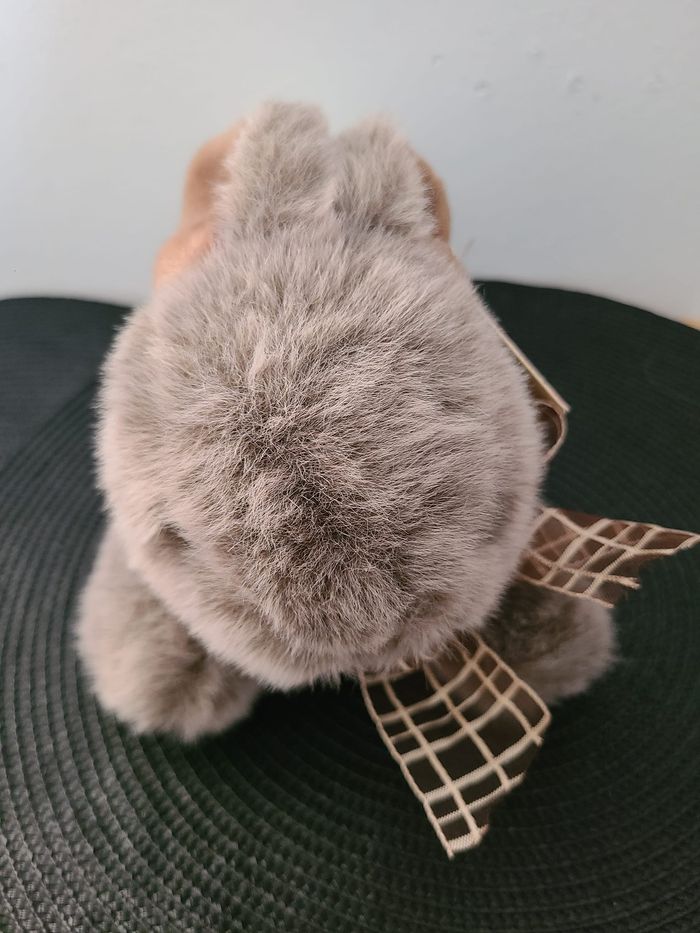 Peluche lapin gris marron oreilles baissées - photo numéro 2