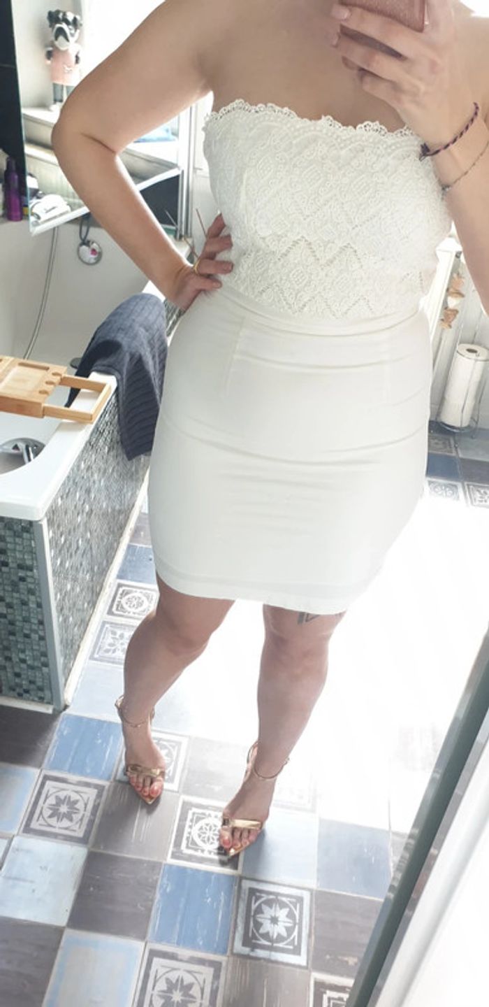 Robe bustier blanc cassé "Naf-Naf" - photo numéro 4