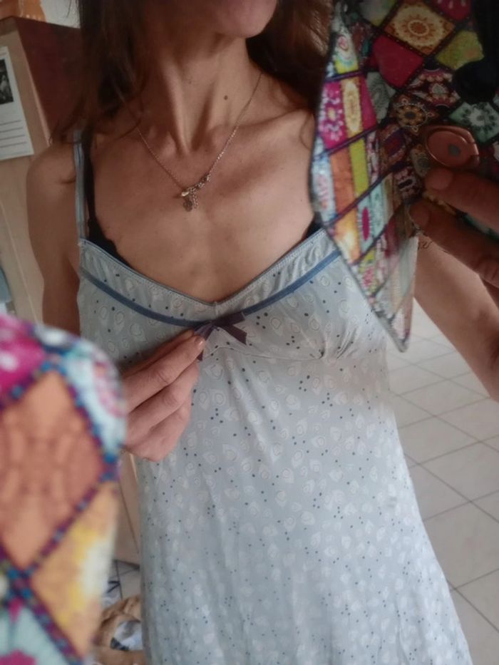 Nuisette M gris bleuté motifs gouttelettes c84 - photo numéro 5
