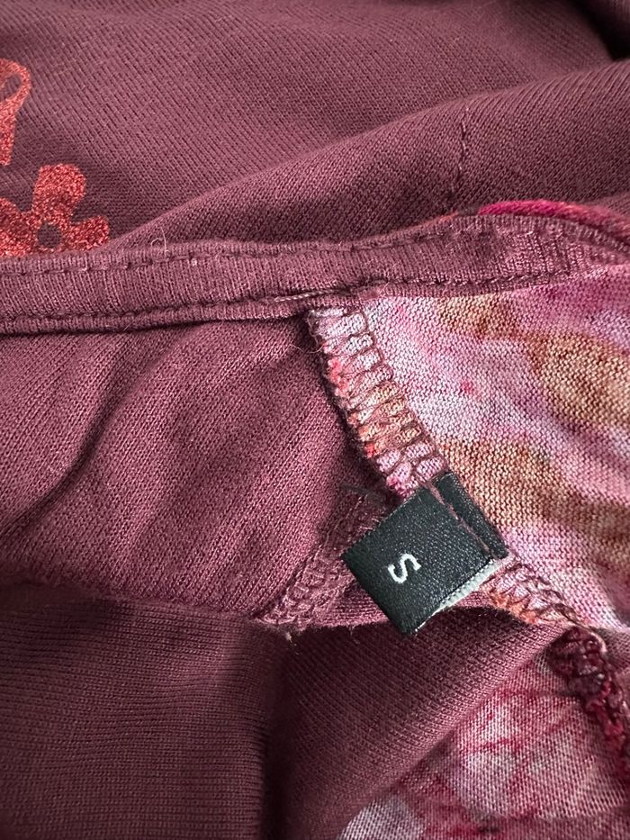 Blouse bariolée bordeaux et rouge Desigual T36 S - photo numéro 7