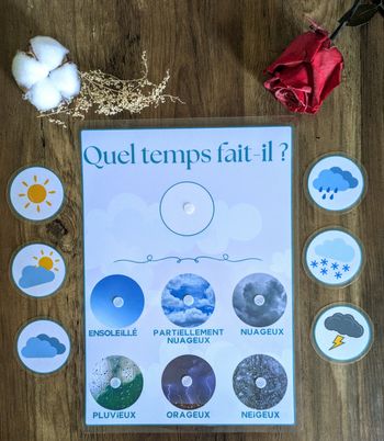 Outil météo enfant avec vignettes repositionnables