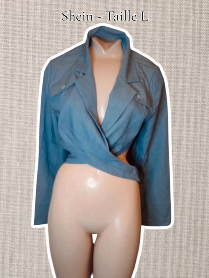 Crop top Bleu style jean - Taille L - Shein