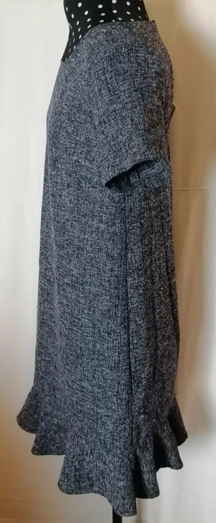 Robe type jean motif tweed volant bleu blanc taille S Y'Coo - photo numéro 7