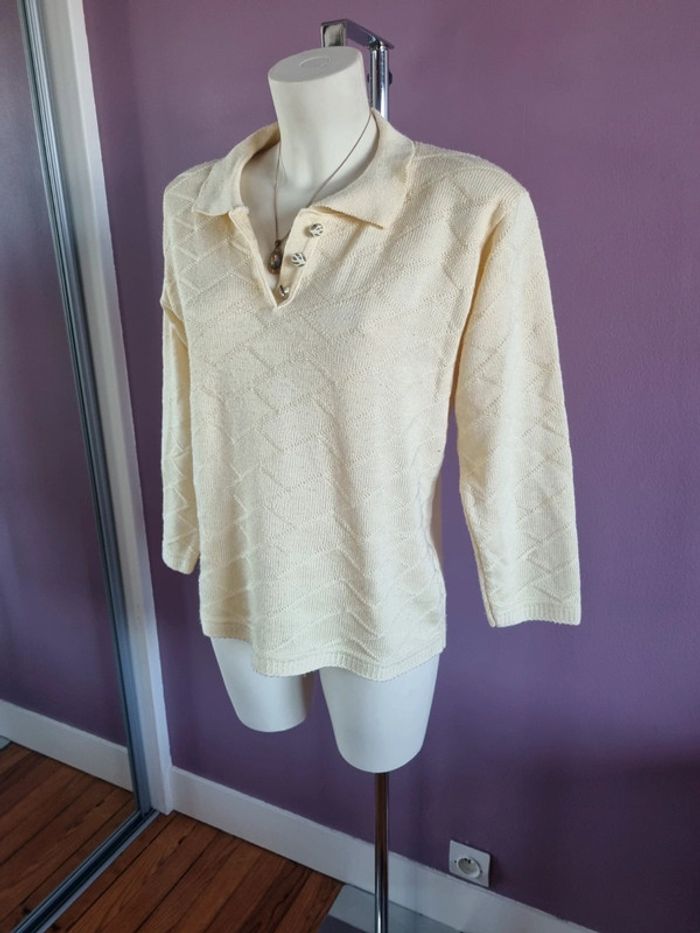 Pull jaune pâle vintage - photo numéro 2