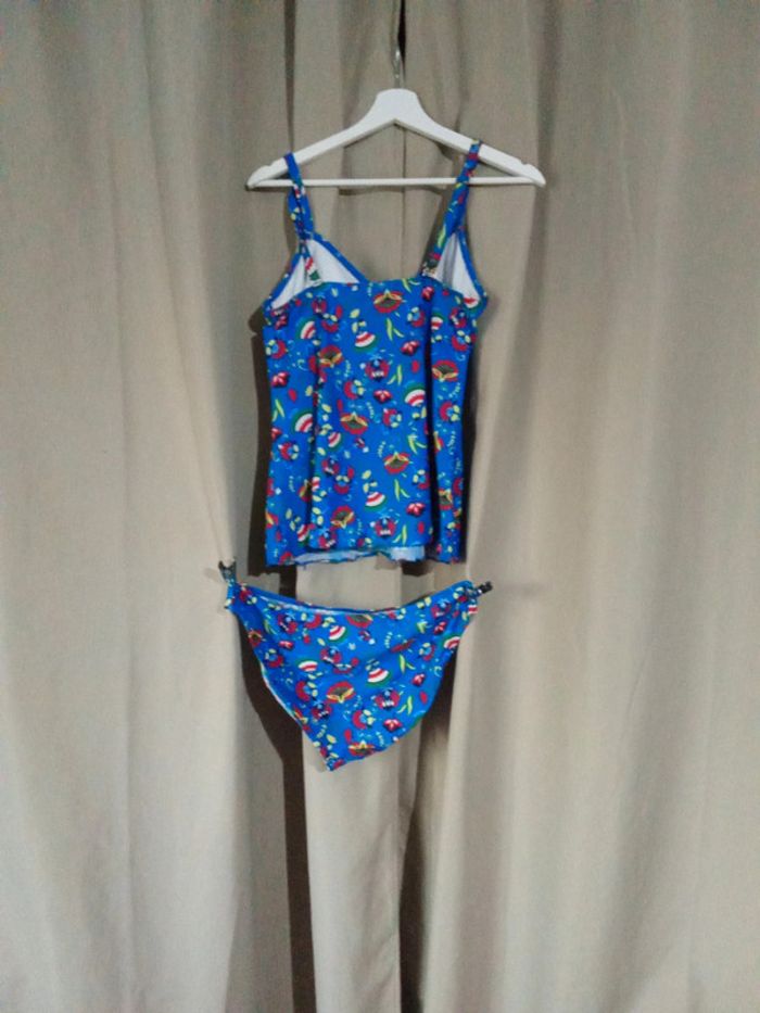 Tankini bleu motif fleurs colorées Taille 42 BPC - photo numéro 6
