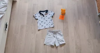 Ensemble polo short garçon motif requins