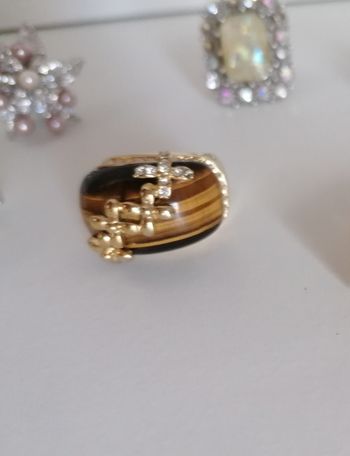 Lot de 5 bagues Marque Camille Lucie Cocktail Fantaisie Argenté Brillant Perles Et Dorée Orangé Brillant. Neuves. 