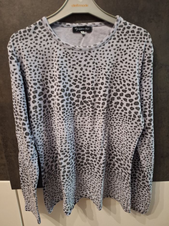 T-shirt manches longues léopard bleu