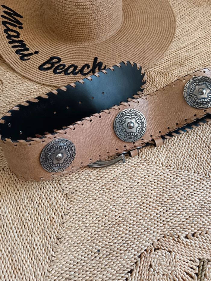 Richard Gampel | ceinture large cuir sable | t. 85 - photo numéro 9