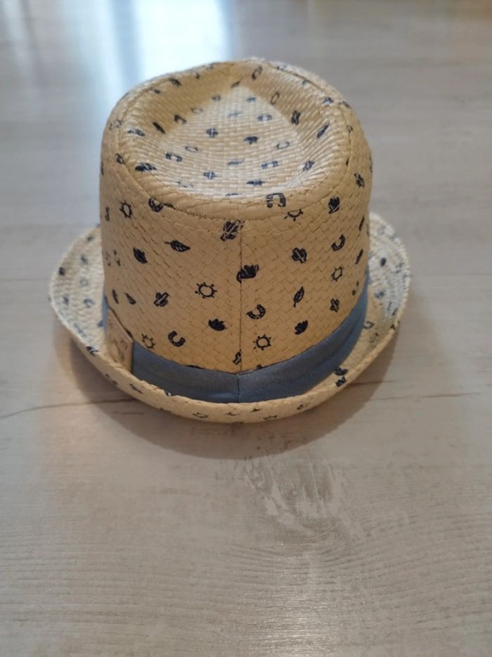 Trés joli chapeau de paille Sergent Major taille 2 / 6-9 mois (45cm) - photo numéro 4