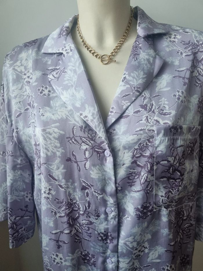 Chemise satiné fluide floral violette Shein - photo numéro 10