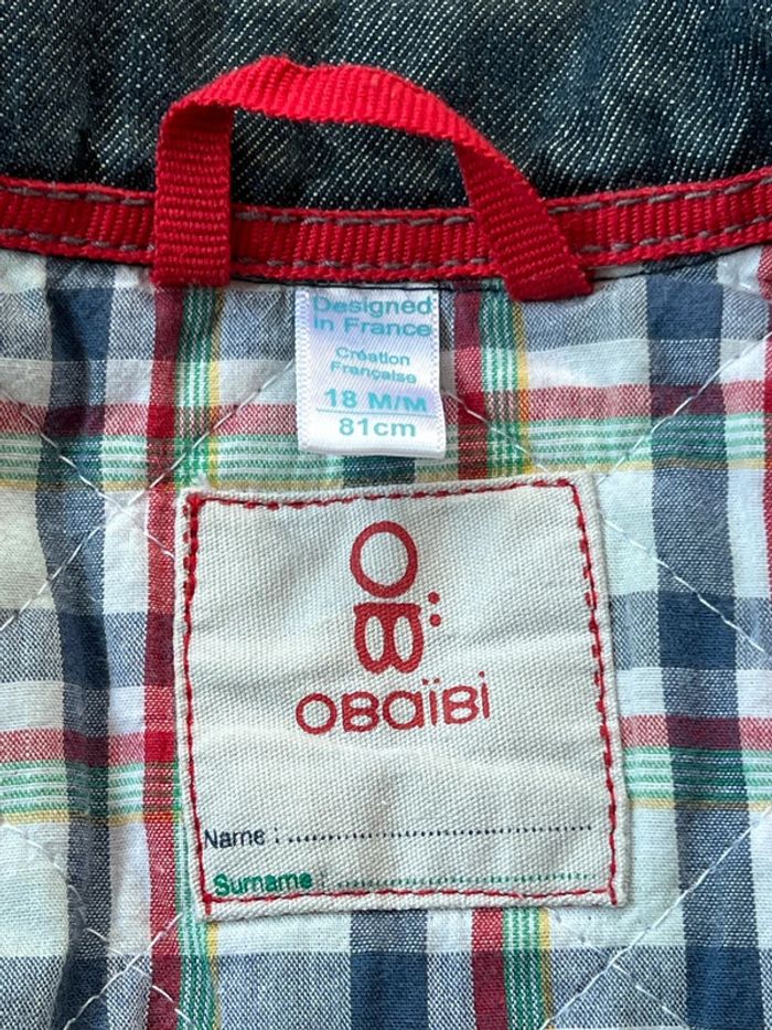 Très belle veste en jean intérieur molletonné taille 18 mois Obaïbi - photo numéro 5