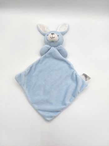 Doudou plat lapin bleu blanc Mes petits cailloux PE9729 losange