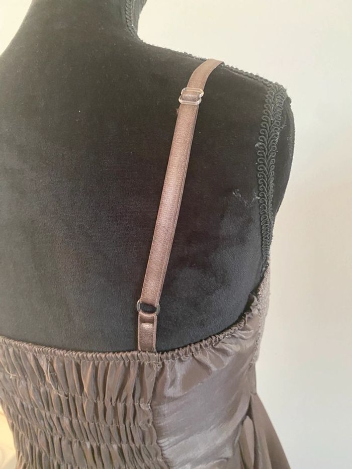 Robe chic de soirée Made in Italy marron avec serquins taille S / M - photo numéro 7