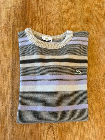 Pull Lacoste rayé laine Woolmark – Taille 4- M – Vintage