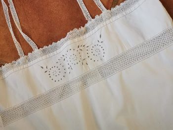 Chemise de nuit en coton blanc épais à bretelles ancienne des années 1920/1930