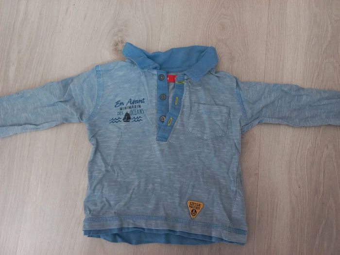 Polo à manches longues Tissaia bleu 18 mois