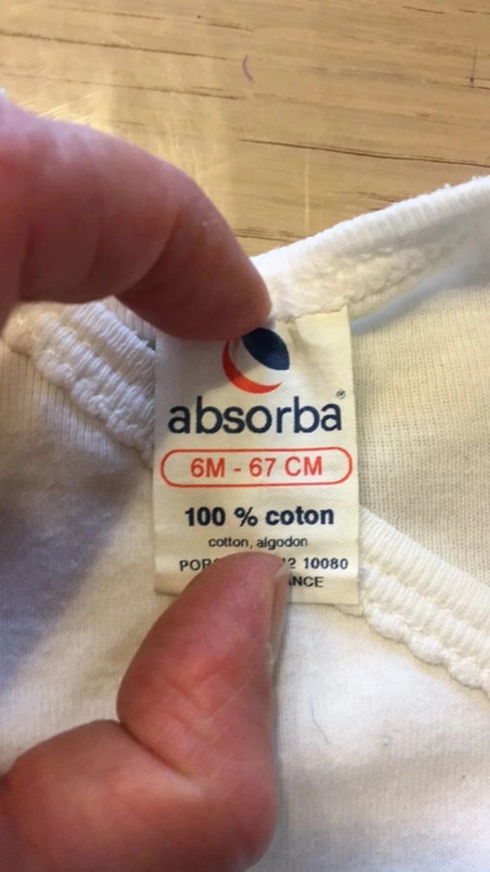 Body Absorba blanc 6 mois fille manches longues - photo numéro 4