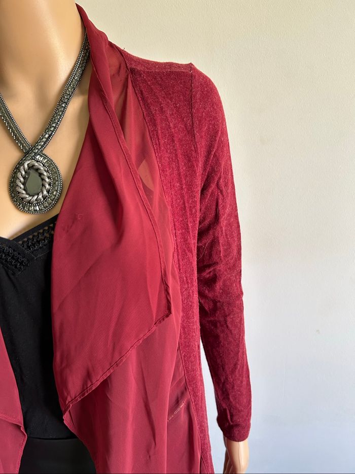 Cardigan bordeaux bi matière Naf Naf taille XS bon état - photo numéro 5