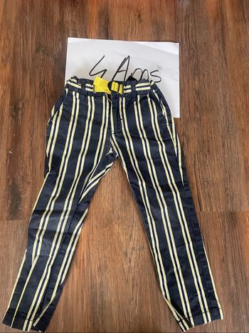 Pantalon rayés bleu et jaune
