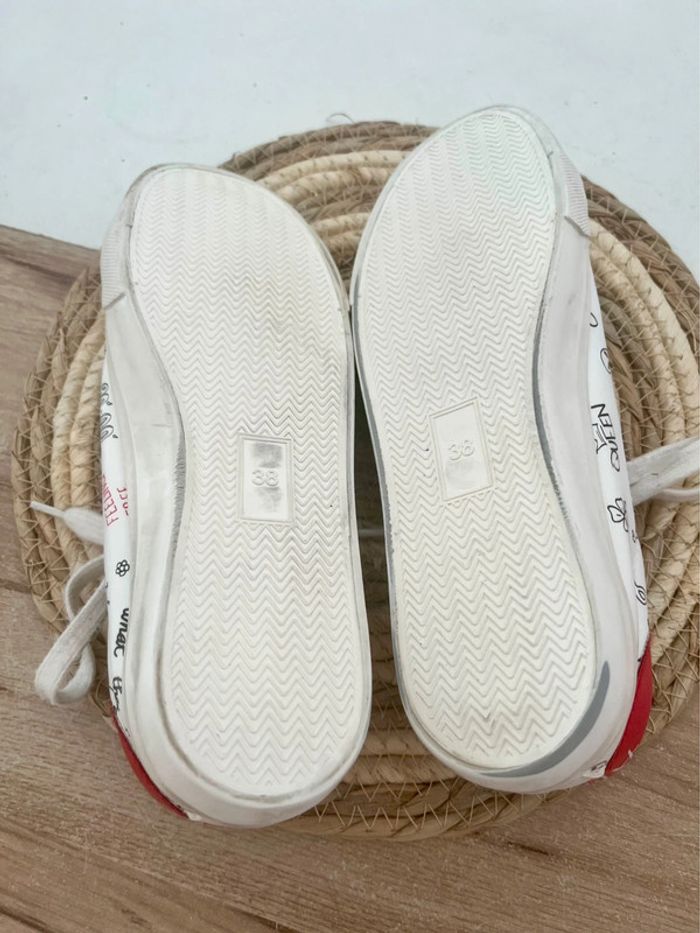 Sneakers basses rouge et blanche pointure 38 - photo numéro 6