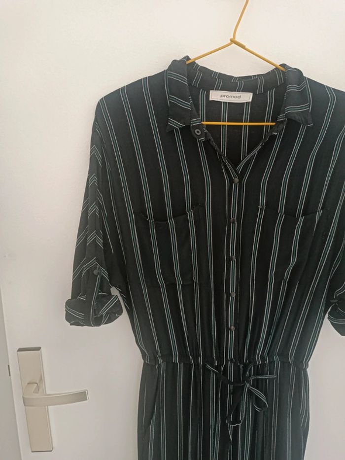 Combinaison noire à rayures vertes Taille 34 Promod En très bon état - photo numéro 2
