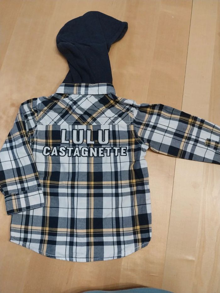 Chemise à carreaux manches longues avec capuche bébé 18 mois lulu castagnette - photo numéro 3