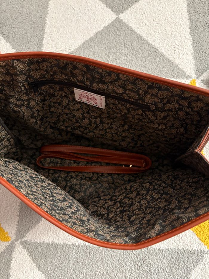 Sac à main vintage Lorenzo en cuir couleur marron - photo numéro 5