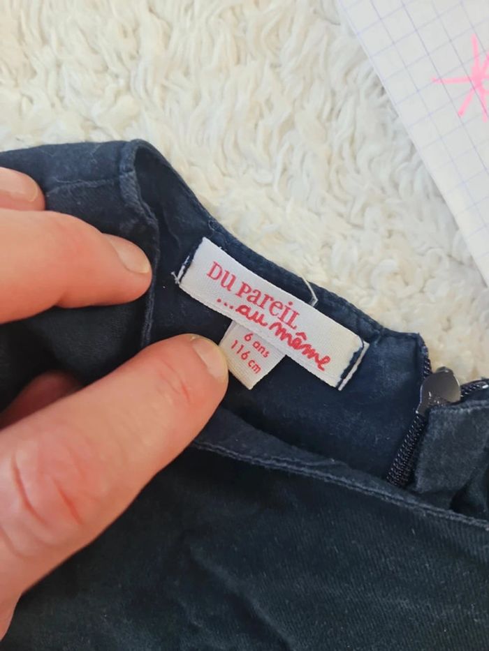 Robe fille manche longue bleu marine broderie taille 6 ans dpam - photo numéro 4